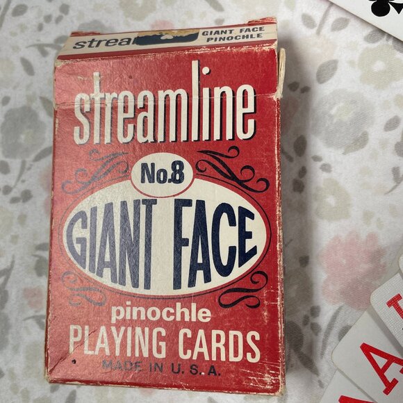 Used Set of Streamline Pinochle Playing Cards - Arco Brand - Giant Face -Vintage - Picture 1 of 11